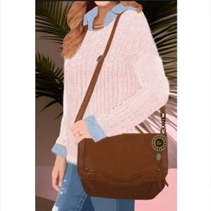 The Sak " Tahoe" Womens Hobo Messenger Bag Camel Leather  Shoulderbag/ Crossbody